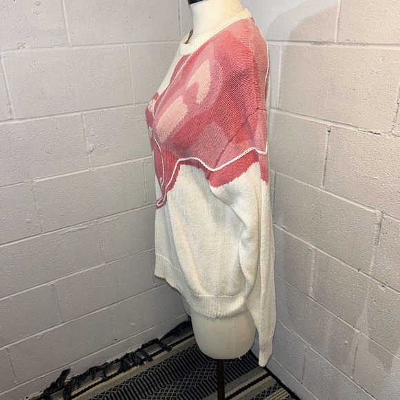 Vintage 80s Weathervane Rose Sweater L chunky oversized white slouchy - Picture 3 of 13